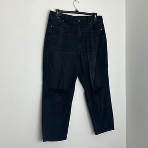 American Eagle black distressed mom straight jeans
